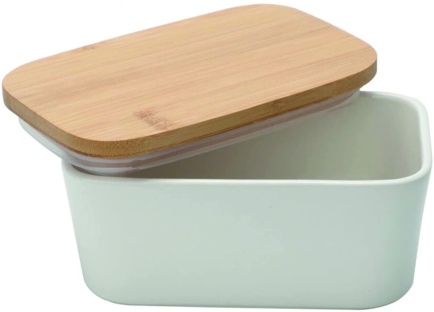 Porcelain Butter Dish With Bamboo Lid