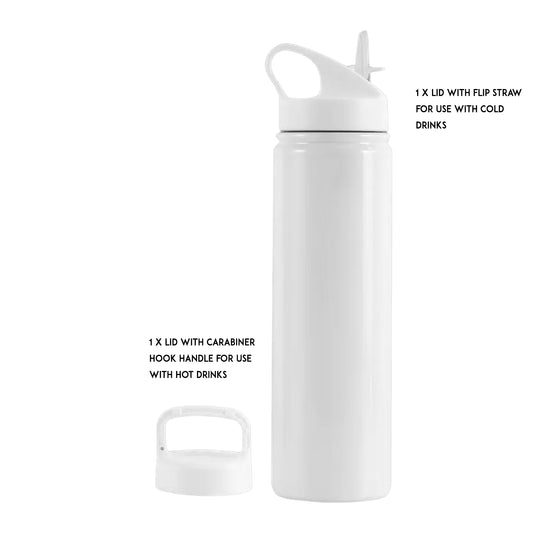 Flask - 500ml Double Walled Insulated Water Bottle  (2 Lid Types)