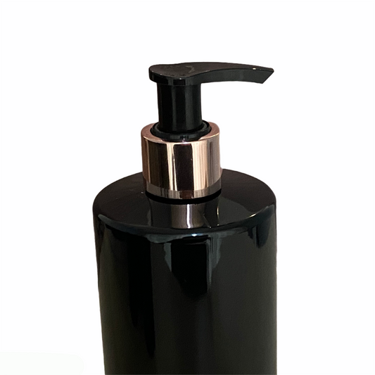 500ml Pump Bottle Plastic Soap Dispenser - Black with Rose Gold Lid