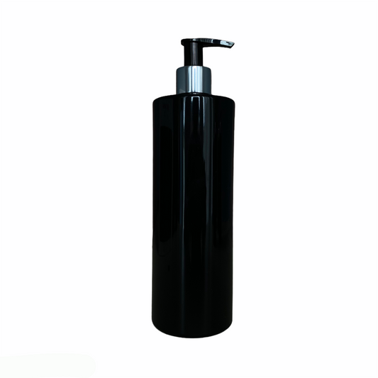 500ml Pump Bottle Plastic Soap Dispenser - Black with Silver Lid