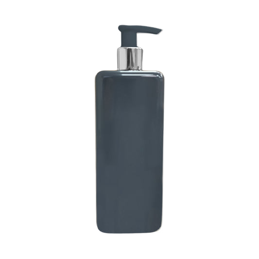 500ml Square Pump Bottle Plastic Soap Dispenser - Grey with Silver Lid