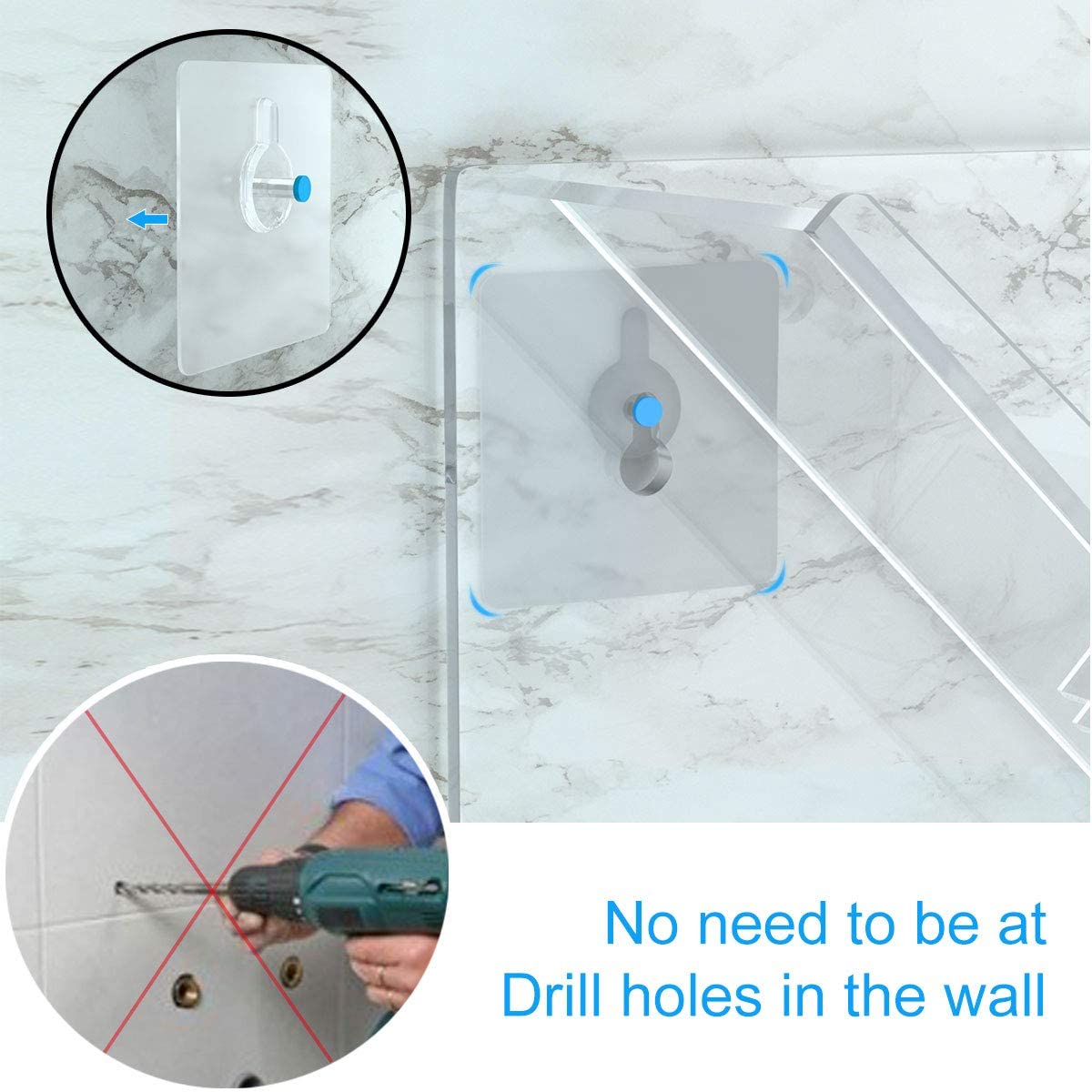 Floating Bathroom Acrylic Shower Caddy Shelf - Grey