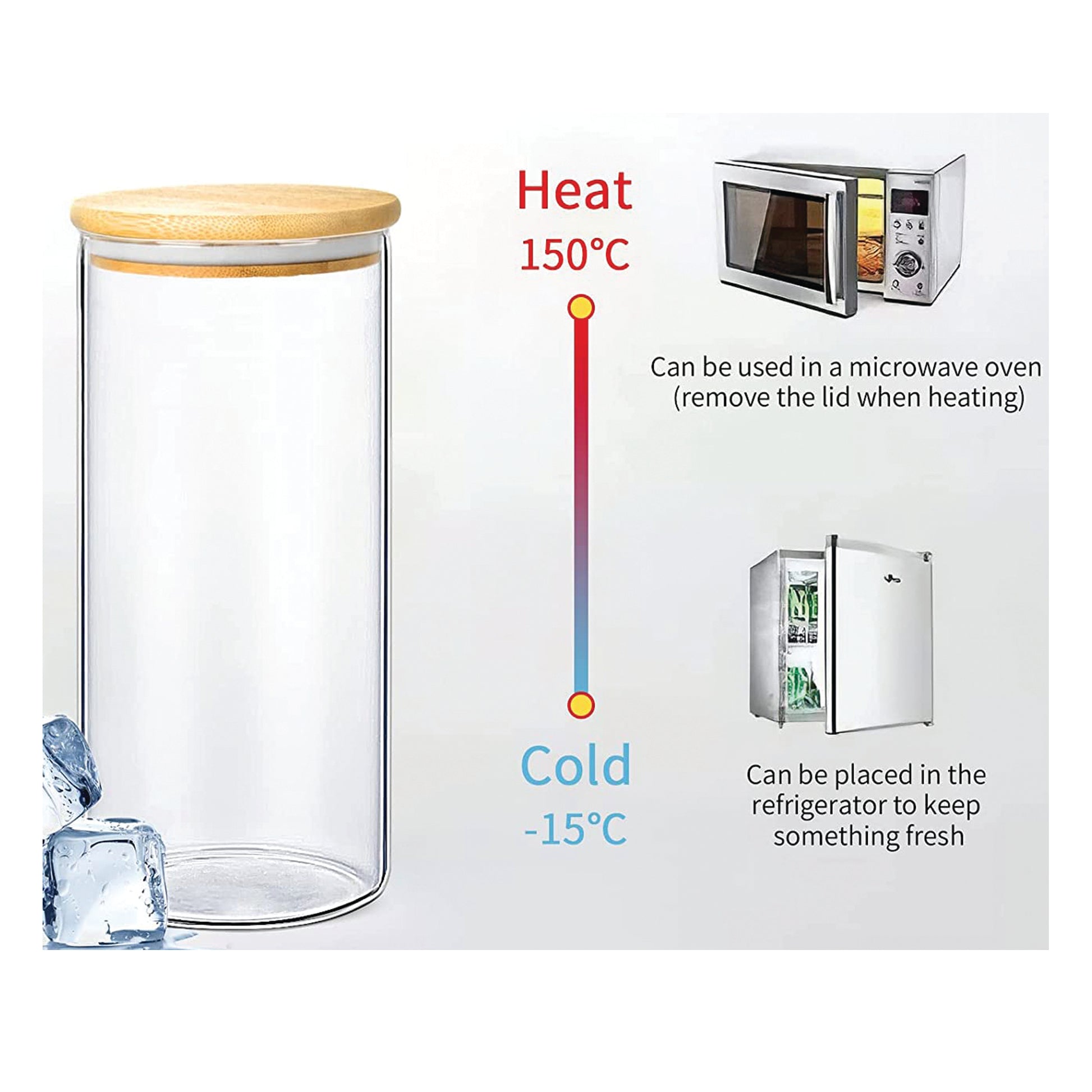 Glass Jar Storage Airtight Bamboo Lid 0.8 Litre