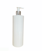 500ml Pump Bottle Plastic Soap Dispenser - White with Silver Lid