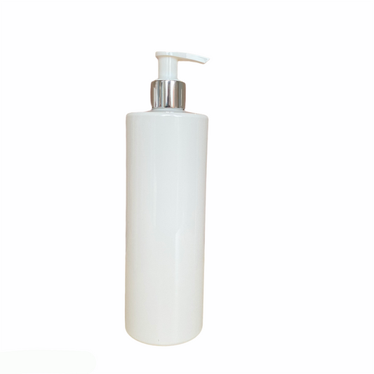 500ml Pump Bottle Plastic Soap Dispenser - White with Silver Lid