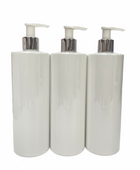 500ml Pump Bottle Plastic Soap Dispenser - White with Silver Lid