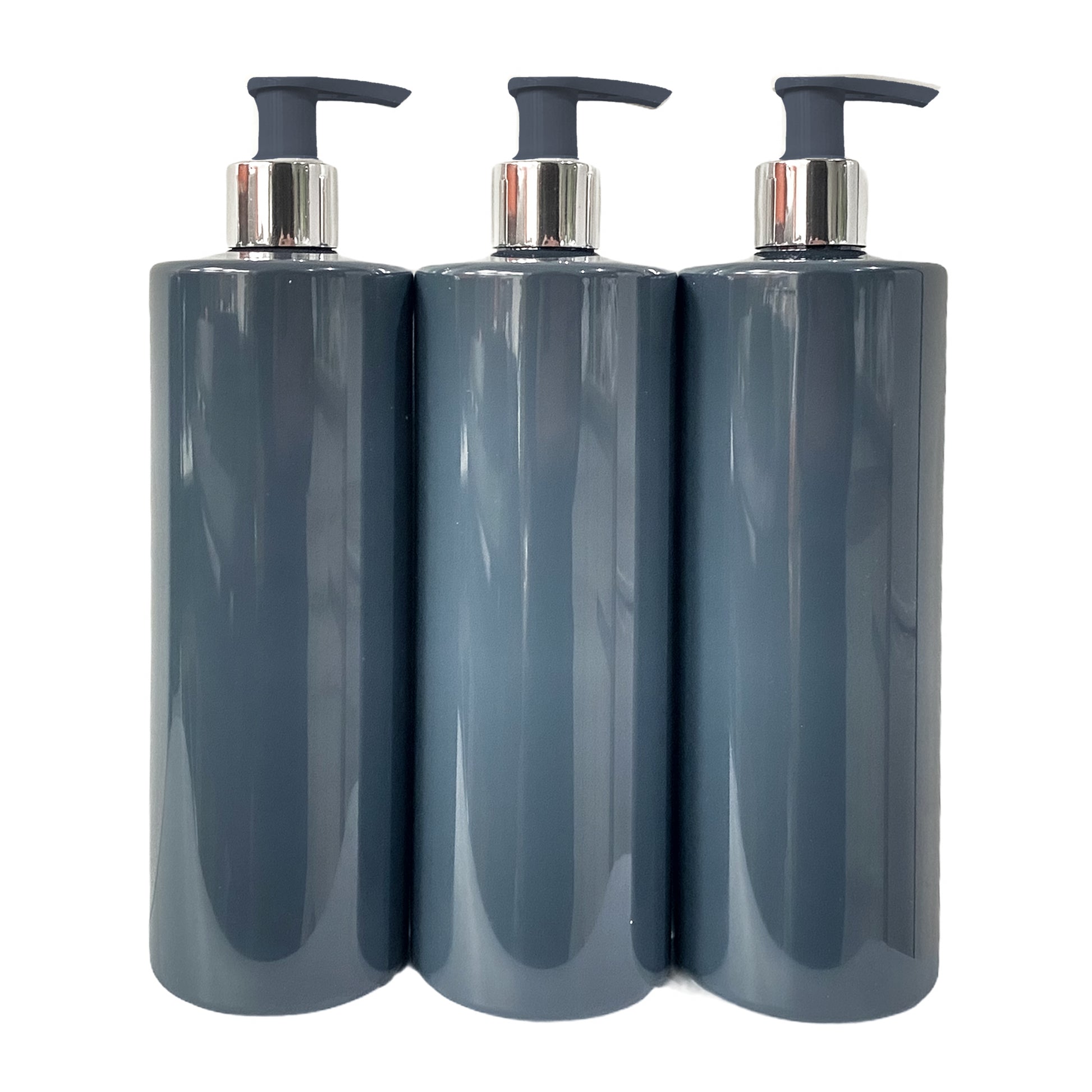 500ml Pump Bottle Plastic Soap Dispenser - Grey with Silver Lid