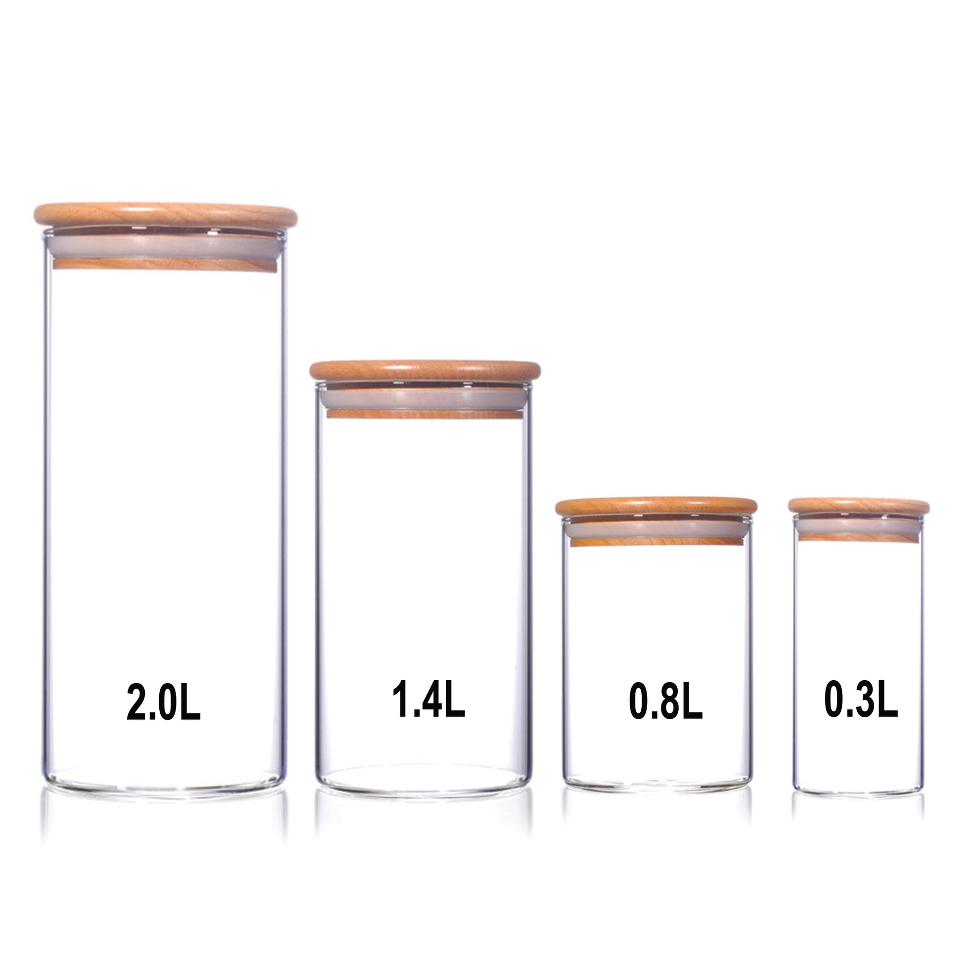 Glass Jar Storage Airtight Bamboo Lid 0.8 Litre